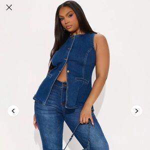 Fashion Nova Blue Denim Sleeveless Top